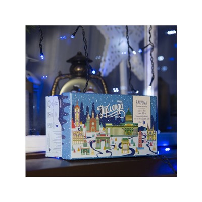 Гирлянда «Бахрома» 4×0.6 м, IP44, тёмная нить, 180 LED, свечение синее, мерцание белым, 220 В