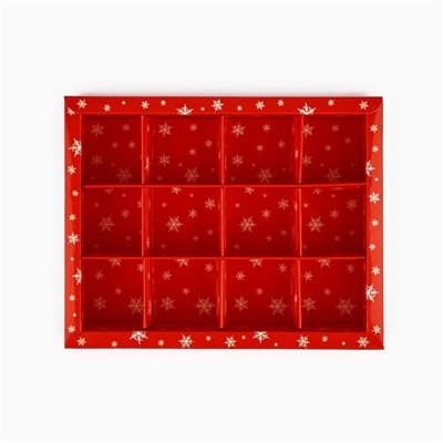 Коробка под 12 конфет с ячейками «Новогодние сюжеты», 14.5×18.5×3 см