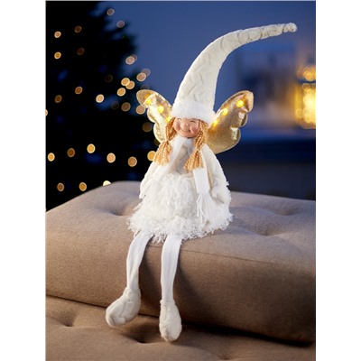 Фигура текстиль «Кукла в белом» 70 см, 6 LED, от батареек AG10×3, свечение тёплое белое