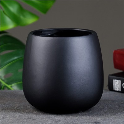 Горшок для цветов «Мистер Твикс» керамический, 1 л, 12×12×12 см, чёрный