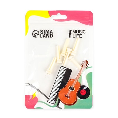 Набор фиксаторов струн Music life, 6 штук, белый, из кости