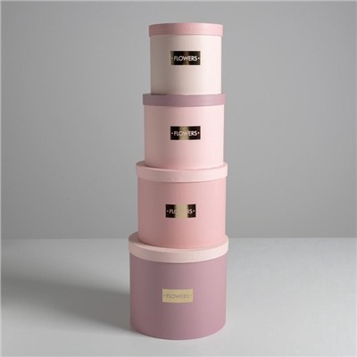 Набор коробок для цветов 4 в 1, упаковка подарочная, «Нежные тона», 14×14×13 см - 20×20×17.5 см