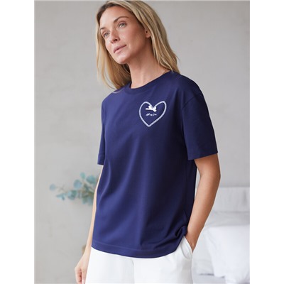 Футболка с принтом свободная эластичная из премиального хлопка