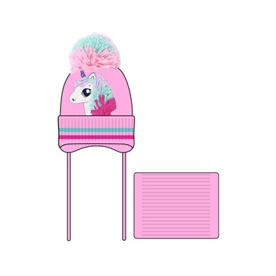 Комплект детский трикотажный для девочек: шапка, снуд