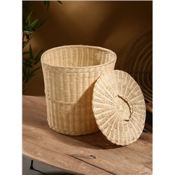 Корзина для белья с крышкой, 35×35×40 см, ротанг