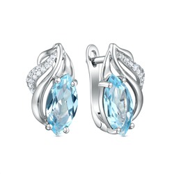 Серьги из серебра с топазом и кубическим цирконием родированные GTE-1543-T