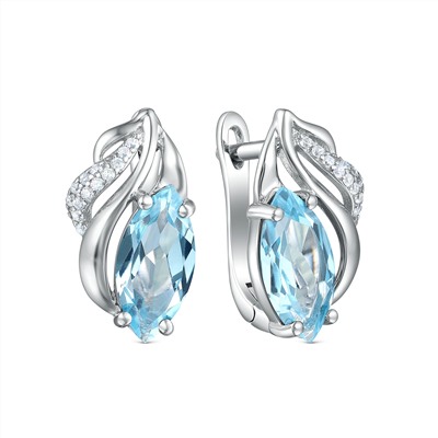 Серьги из серебра с топазом и кубическим цирконием родированные GTE-1543-T