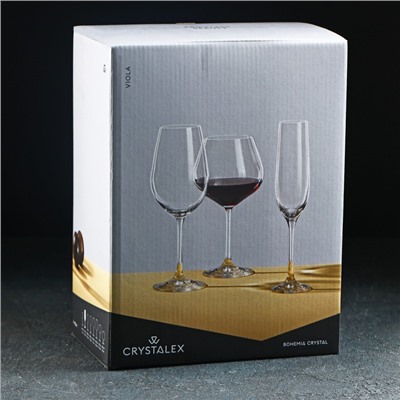 Бокалы для шампанского «Виола», 190 мл, набор 6 шт., хрустальное стекло, прозрачные