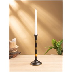 УЦЕНКА Подсвечник на 1 свечу «Кофе с молоком», латунь, чёрный с золотом, 10×10×26 см