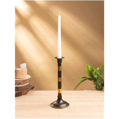 УЦЕНКА Подсвечник на 1 свечу «Кофе с молоком», латунь, чёрный с золотом, 10×10×26 см