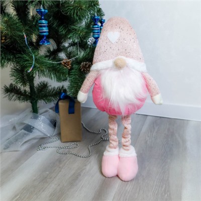 Новогоднее украшение Гном на телескопических ножках 45/60 см розовый / SH026 /уп 48/