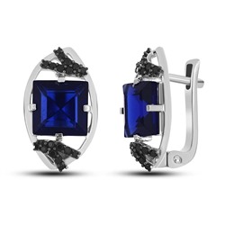 Серьги из серебра синт.сапфир, шпинель, Каное