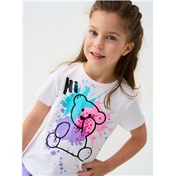 Комплект трикотажный для девочек: фуфайка (футболка), юбка-шорты