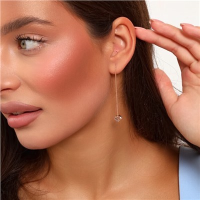 Серьги протяжки ювелирная бижутерия Дубайское золото с покрытием позолотой, вставка: искусственный кубический камень цвета хамелеон, арт.314.738