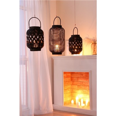 Подсвечник - фонарь на 1 свечу «Корзинка», пластик, чёрный, 30×21×21 см