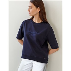 Футболка свободная с принтом из футера двухнитки с эластаном