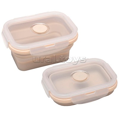 Ланчбокс складной герметичный прямоугольный, 350 мл, 13x9,5x6,5 см, в сложенном виде высота 3 см