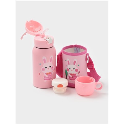 Термос детский «Единорог», 500 мл, с кружкой, два вида крышек, сохраняет тепло до 6 ч, нержавеющая сталь, розовый