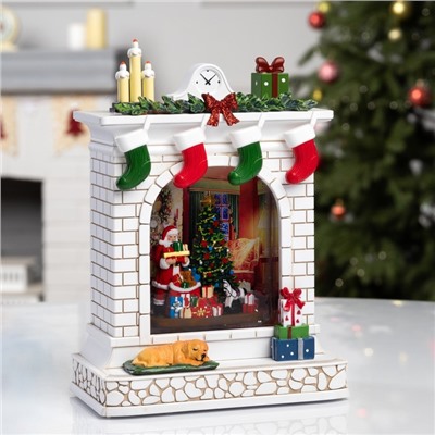 Фигура светодиодная «Чудесный камин», 26×10×18 см, музыка, от батареек ААх3, USB, свечение тёплое белое