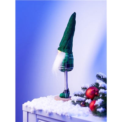 Фигура «Гном в зелёном» 54 см, текстиль, 1 LED, от батареек AG13×3, свечение тёплое белое