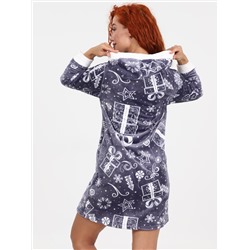 Снежок - халат снежинки серый