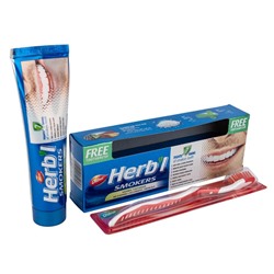 Dabur Herb'l Smokers Toothpaste with Toothbrush / Дабур Зубная Паста для Курящих Натуральная + Зубная Щётка Ср. Жесткости 150 г