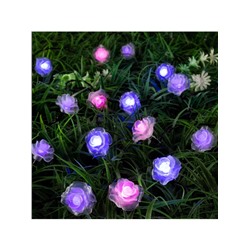 Гирлянда «Нить», 4.5 м, уличная, с насадками «Цветок», IP44, 30 LED, 2 режима, солнечная батарея, тёмная нить, свечение синее/фиолетовое/розовое