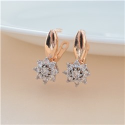 Серьги цветы ювелирная бижутерия коллекция "Дубай", покрытие позолота, вставка: фианиты, цвет: прозрачный, арт.213.602