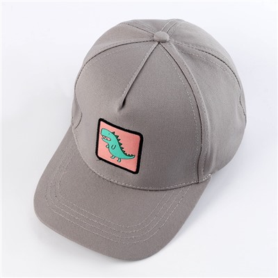 Кепка детская «Динозаврик», серая, р-р 52-54, 5-7 лет