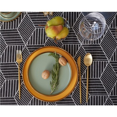 Набор «Доляна»: скатерть 145×200 см, салфетки 40×40 см - 4 шт., чёрный, 100% п/э, рогожка 200 г/м²