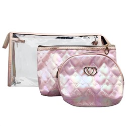 Kristaller Набор женских косметичек Chameleon heart 3 in 1, розовый перламутр 25091
