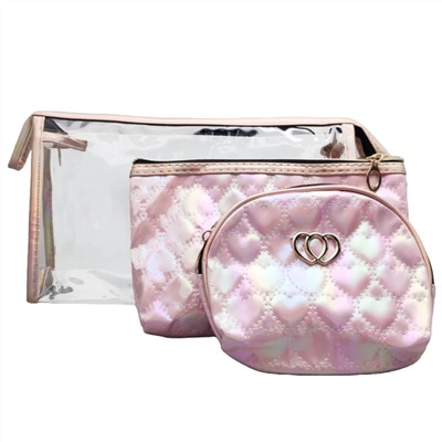 Kristaller Набор женских косметичек Chameleon heart 3 in 1, розовый перламутр 25091