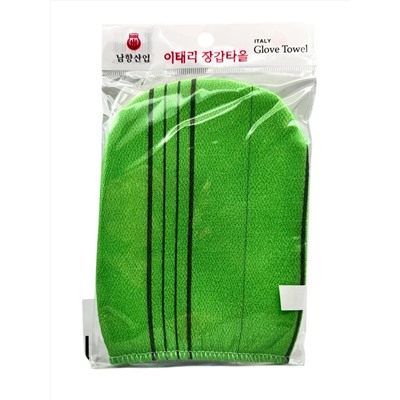 Bath Towel Мочалка-варежка для душа с пилинг-эффектом, уплотненная, зелёный 28187