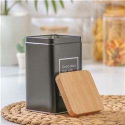 Банка для сыпучих «Lifestyle кофе», 9×9×15 см, чёрная