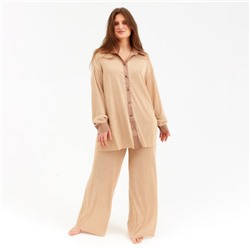 Костюм женский (рубашка, брюки) MINAKU: Casual Collection, цвет кофе, размер 54