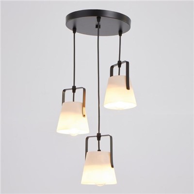 Светильник ЭкономСвет «Нэнси», подвесной, 3×25 Вт, Е27, чёрный, 33×33×20(75)см