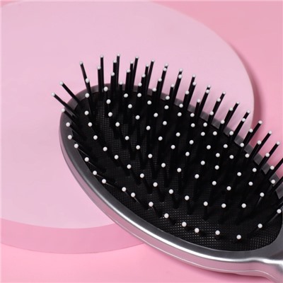 Расчёска массажная, 8×25 (±1) см, серебристая