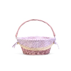 Корзина плетёная для хранения, 32×32×14 см, ручка h=14 см, розовая