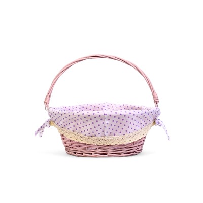 Корзина плетёная для хранения, 32×32×14 см, ручка h=14 см, розовая