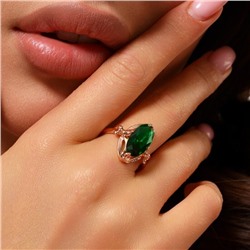 Кольцо с крупным камнем 21 р ювелирная бижутерия Дубайское золото покрытие позолота, вставка: фианит, цвет: зеленый, арт.314.601-21