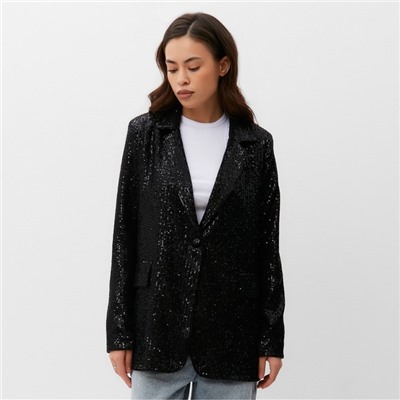 Пиджак женский с пайетками MIST размер 42, чёрный