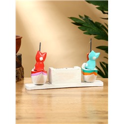 Календарь настольный «Котики рыбаки», 19×10×10 см, дерево