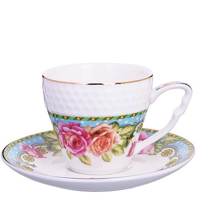 25789 Кофейный сервиз"Розы"12пр,90мл костяной фарфор LR(х16)
