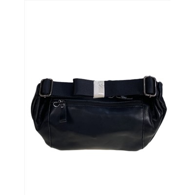 Сумка мужская на пояс из натуральной кожи, цвет черный