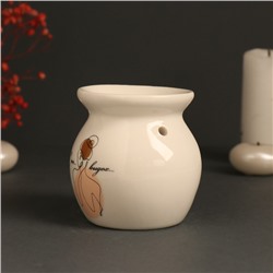 Аромалампа для эфирных масел «Вдох... выдох...», керамика, белая, 7.2×7.2×7.8 см