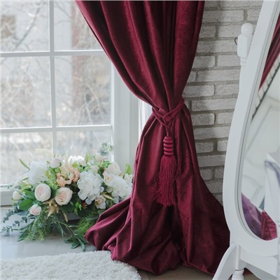 Штора портьерная «Этель», 145×270 см, валенсия вишнёвый