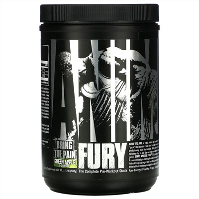 Universal Nutrition, Animal Fury, зеленое яблоко, 495,9 г