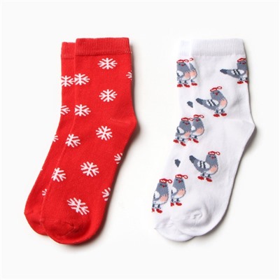 Носки женские новогодние KAFTAN «Джингл белз» размер 36-40 (23-25 см), набор 2 пары