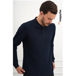 Мужской базовый лонгслив-поло Happyfox