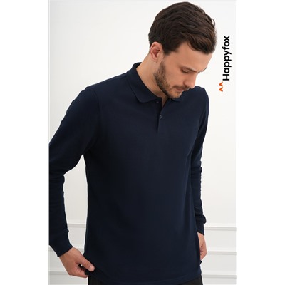 Мужской базовый лонгслив-поло Happyfox
